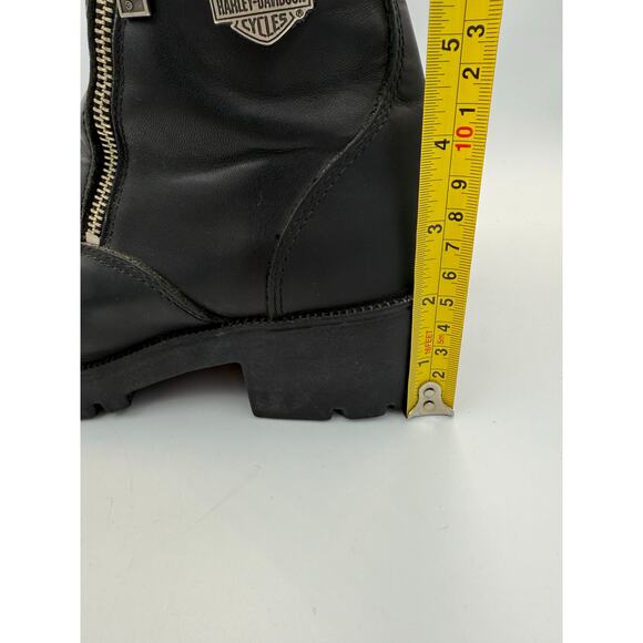 Harley Davidson Women’s Black Leather Starter Switch Cap Toe‎ Zip Biker Boot 6.5 - Picture 3 of 10
